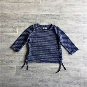 Madewell stripe sweater with lace up side detail